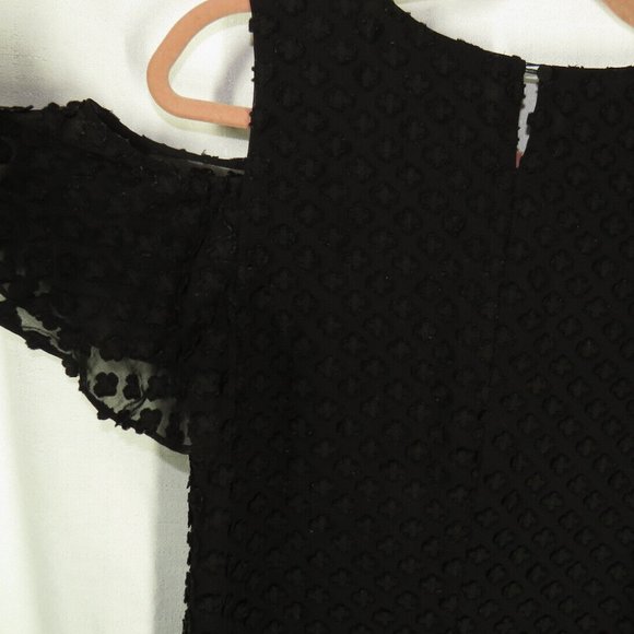 BCBGMAXAZRIA Black Cold Shoulder Floral Applique Dress - Picture 6 of 9